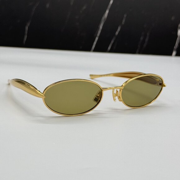 NEW BOTTEGA VENETA SUNGLASSES GOLD WOMEN OVAL EYEWEAR BOTTEGA VENETA BV1386S 006 main image 5